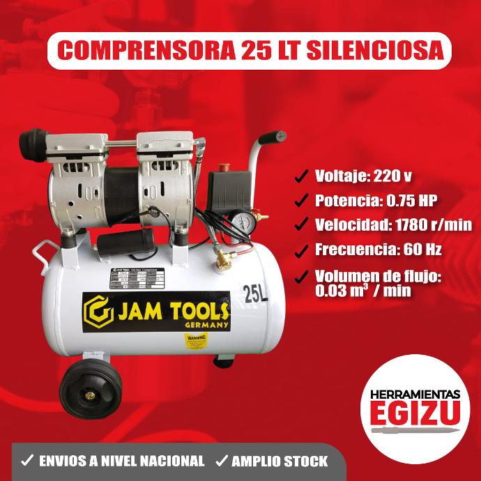 COMPRENSORA SILENCIOSA DE 25 LT JAM TOOLS