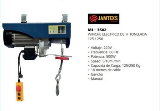 Wincher eléctrico de 1/4 de tonelada 125/250 kg