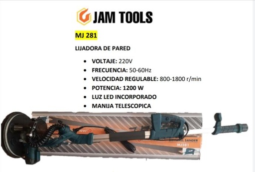 Lijadora de pared de 1200w Aspiradora Jam tools C/Luz led